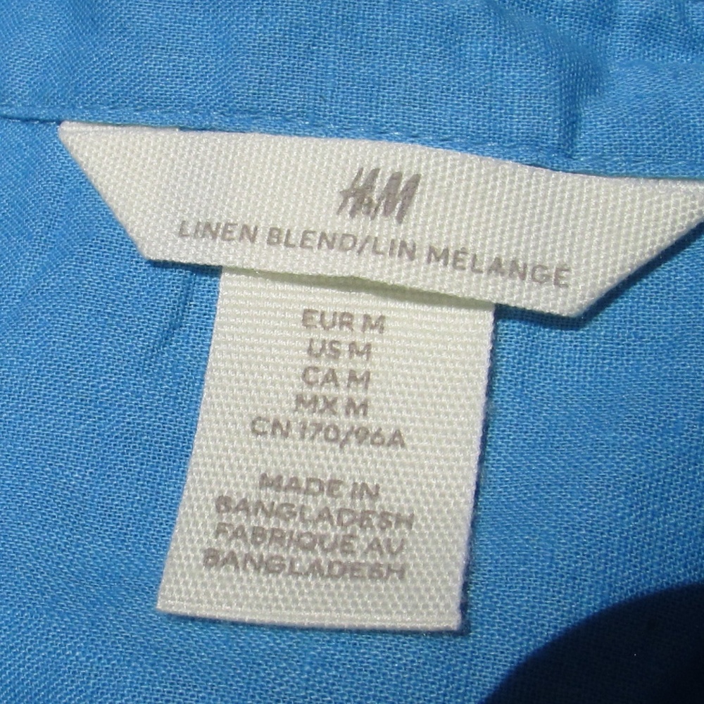 H&M Blue Button Down Oversized Linen Shirt - image 2